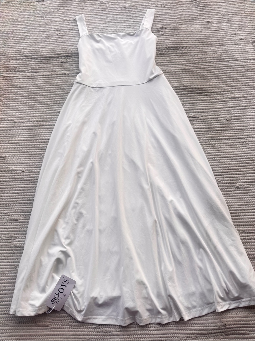 OYS White Lace-Up Corset Maxi Dress Square Neck Flowy Resort Bridal Size L NWT - Picture 2 of 11